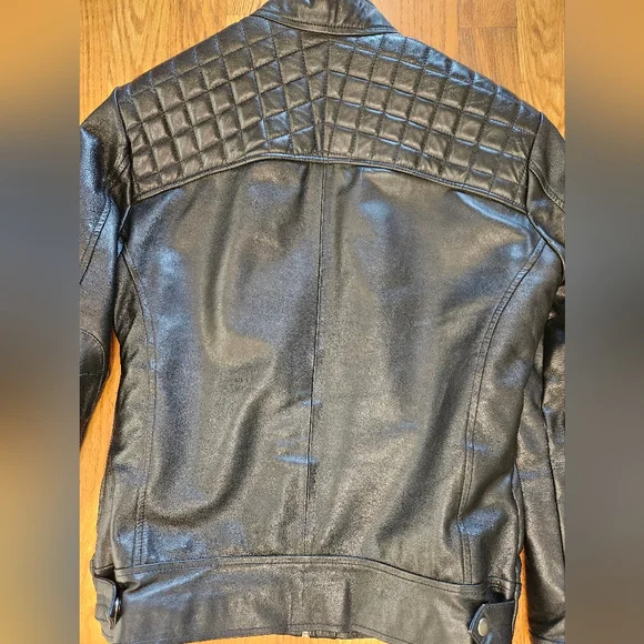 Mens Black Lambskin Leather Jacket. Slim-Fit - Picture 5 of 5